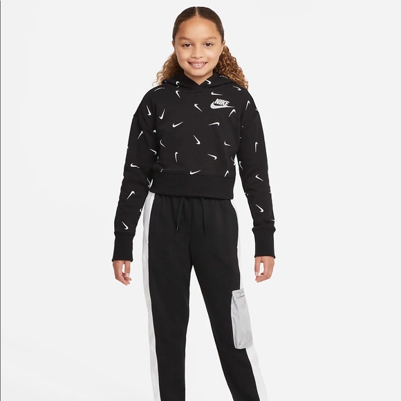 Nike Other - Nike Sportswear Big Kids Printed Cropped French Terry Hoodie